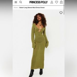 Princess Polly Balart Long Sleeve Maxi Dress Green